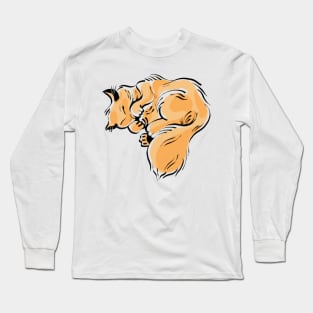 Orange Fluffy Sleepy Kitty Long Sleeve T-Shirt